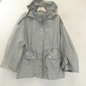 Gray Windbreaker Hoodie SMALL Womens Packable High Neck DTU Jacket
